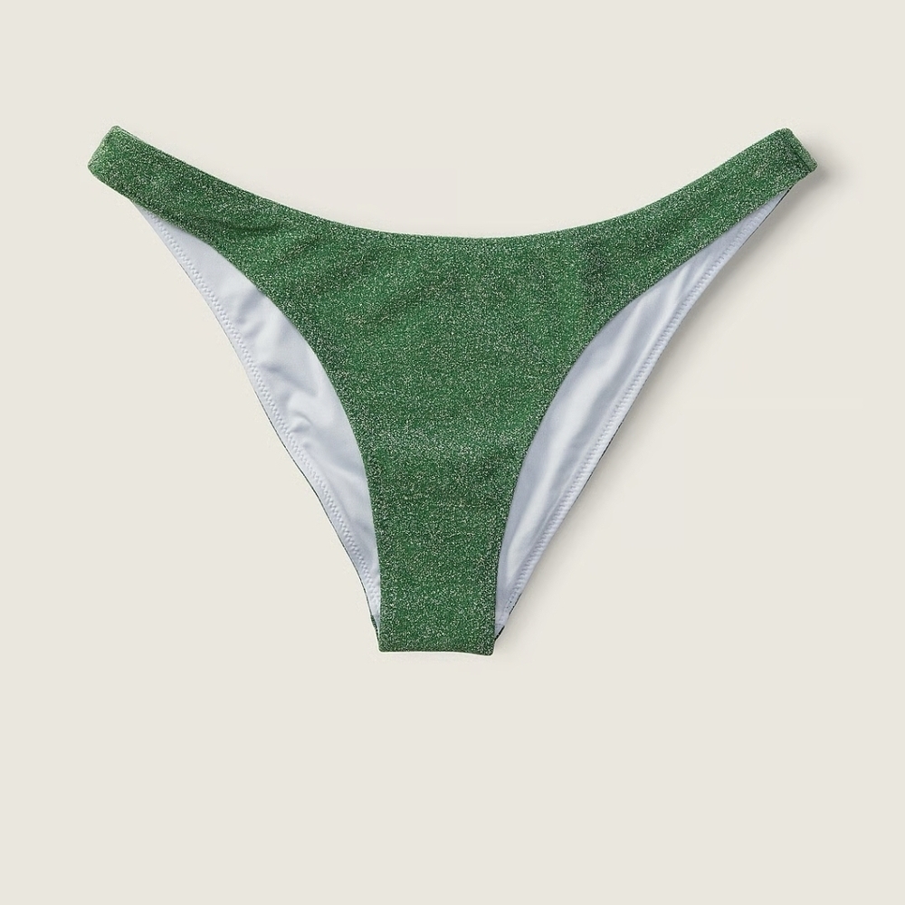 ⭐️VS PINK GREEN GLITTER BIKINI BOTTOMS NEW SZ S⭐️